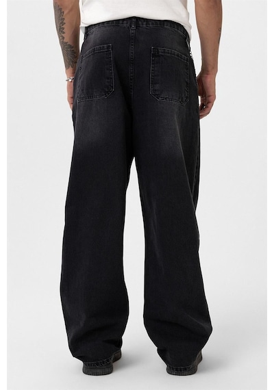 Vamos Pileli Zincir Detaylı Baggy Jean Antrasit