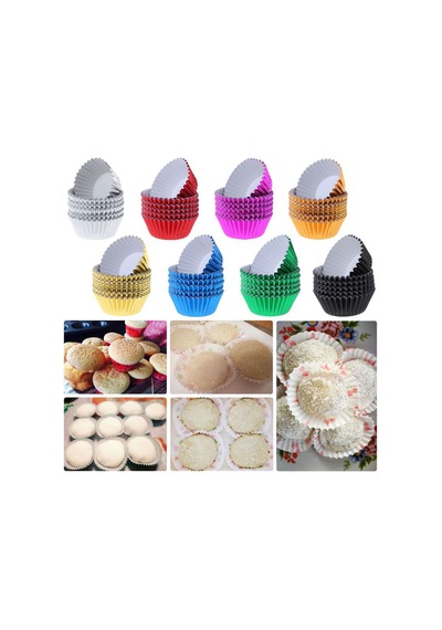 Metalik Folyo Cupcake Kalıbı Muffin Pet Kapsül No:3 150 Adet Karışık Renk Çok Renkli