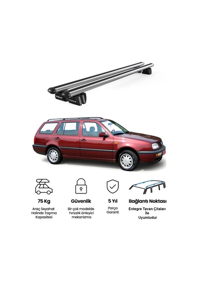 Pençe Volkswagen Golf Iıı 1991-1999 Uyumlu Gri Ara Atkı Port Bagaj Tavan Barı