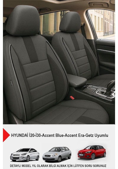 Gm Design Oniks Tay Tüyü Oto Koltuk Kılıfı - Hyundai İ20-i30-accent-blue-era-getz İle Uyumlu Füme