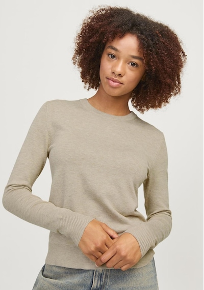 Jack & Jones Kadin Bisiklet Yaka Uzun Kollu Kazak - Cara 12255368 Feather Gray Kırmızı