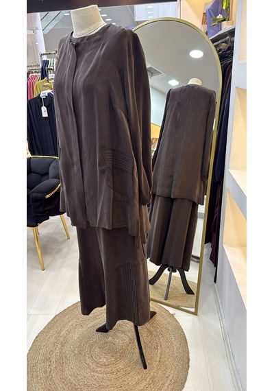 Misswhence Ceket Pantolon Üçlu Takım 39208 Kahve Kahverengi