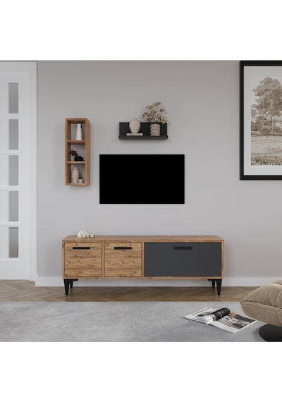 Porto Açık Raflı Tv Ünitesi, Atlantik Çam - Antrasit Atlantik Çam - Antrasit Porto Açık Raflı Tv Ünitesi, Atlantik Çam - Antrasit Atlantik Çam - Antrasit