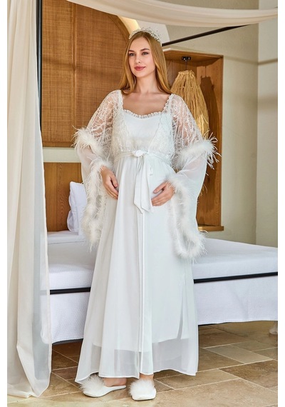 Angbutik Aqua 25596-k Kadın Sabahlık Krem