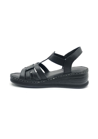 Venüs Tog Hakiki Deri Comfort Ortopedik Kadın Sandalet Siyah