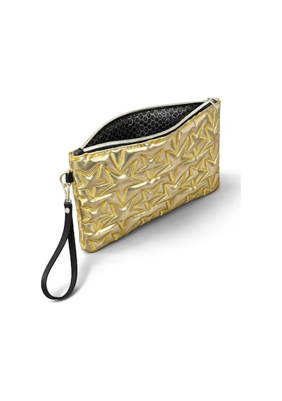 Adelina Bags Yıldız Nakış İşlemeli Portföy El Çantası Bilek Askılı Saten Astarlı Clutch Çanta Altın