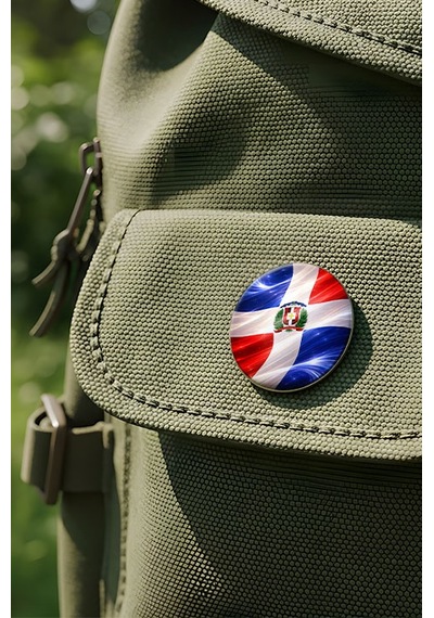 Dominik Cumhuriyeti Dominican Republic Abstract Ülke Bayraklı Buton Rozet - 44 MM 5 Adet Çok Renkli