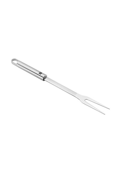 Uzun Metalik Gri Paslanmaz Çelik Et Çatalı, 33.4 Cm