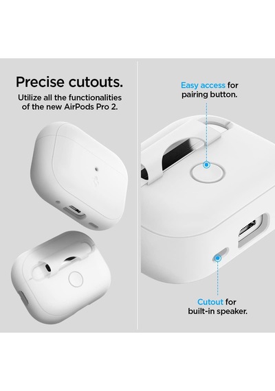 Airpods Pro 2/1 İle Uyumlu Kılıf Silicone Fit + Strap White - Acs05811