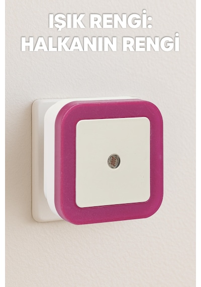 Kare Otomatik Gece Lambası Işığa Duyarlı Karanlık Ldr Sensörlü Koridor Pembe Gc02 Pembe