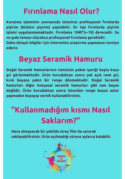 2 Kg Seramik Hamuru Seti, Kil Çamuru Ebeşuar, Oyun Hamuru Seti, Havayla Kuruyan Kil Çamur Seramik