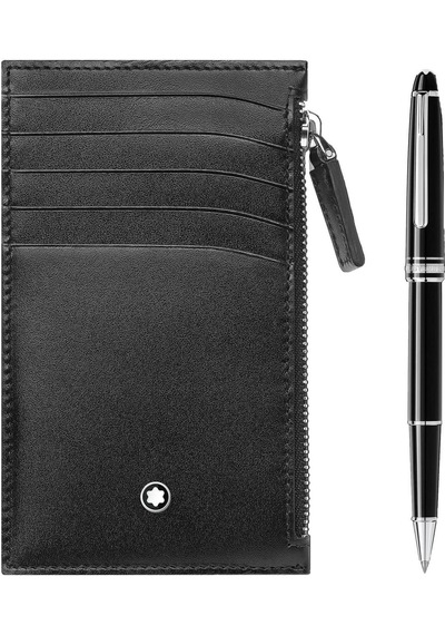 130449 Mont Blanc Meisterstück Platin Kaplı Klasik Rollerball Ve Fermuarlı Meisterstück Cüzdan 5 Cc Set Çok Renkli