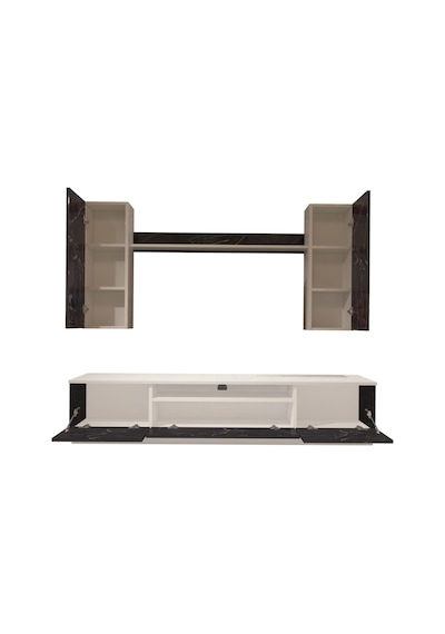 Decoraktiv Trendstyle 5ds Mdf Tv Ünitesi Tv Sehpası Beyaz - Siyah Mermer