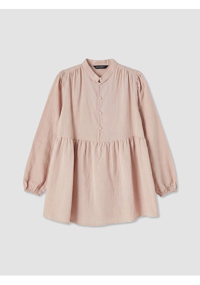 Lcw Modest Pembe Büzgülü Kadın Müslin Tunik