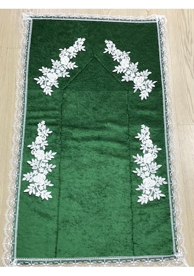 Kadife Seccade Çeyizlik Güpürlü Aplikli