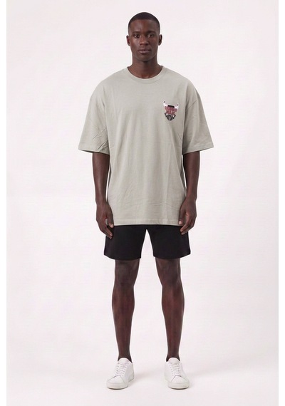 Blow Up Bulls Mask Gri Oversize Erkek T-shirt 11283 SİYAH