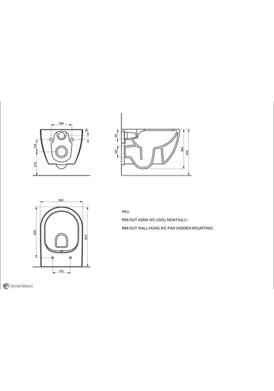 Saturn Rimout Mat Antrasit Asma Klozet A141301k,seramiksan Saturn