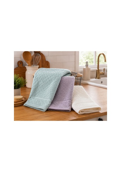 Kristal Desenli Havlu 30x50 Cm 3'lü Set %100 Pamuk - Softgarden Çok Renkli