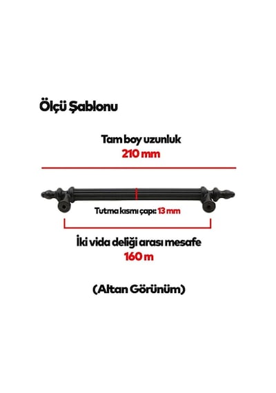 Sert Plastik 10 Adet Polavit 160 Mm Siyah Mobilya Mutfak Çekmece Dolap Dolabı Kulpu Kulbu Kulpları Siyah