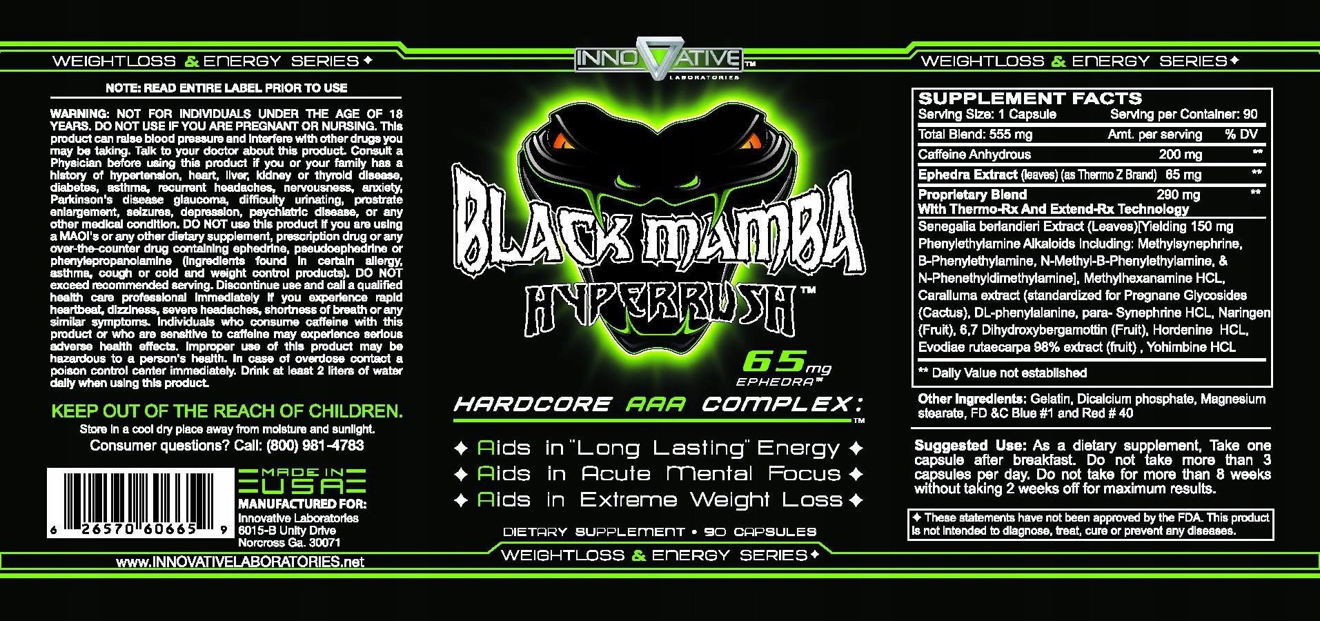 Dietary Supplement Innovative Labs Fat Burner Black Ma