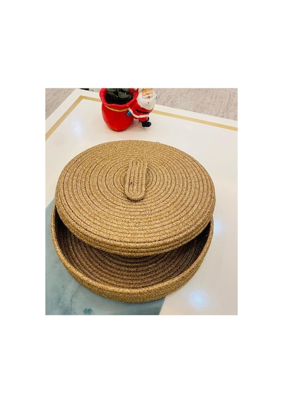 Doğal,jüt,hasır,35x35 Kapaklı Desenli,sepet,dolap Içi,çocuk Odası,düzenleyici,ekmek Sepeti Hasır Hasır