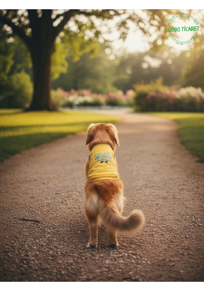 Sarı Yürüyen Karizma Yazılı Kedi Ve Köpek Kıyafeti Tişörtü Elbisesi Medium/m/beden 2