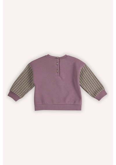 Kız Bebek Baskı Detaylı Gül Kurusu Sweatshirt 8408373