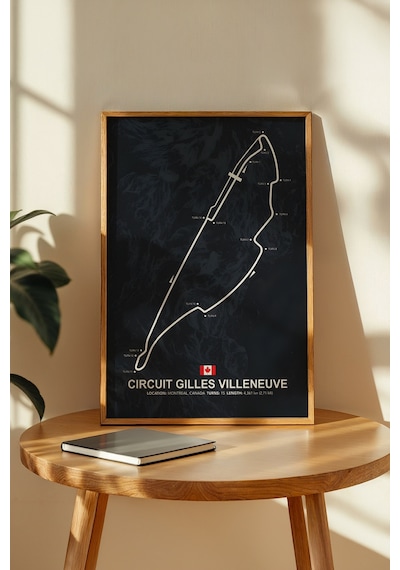 Gilles Villeneuve F1 Pisti Ahşap Çerçeveli Tablo Kanada Gp Poster Ahşap 01