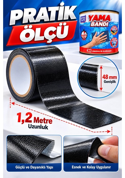Yama Bandı 48 Mm 1,2 Metre Sızıntı Önleyici Pratik Tamir Bandı