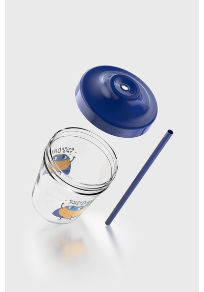 Renga Aura Enjoy This Day Desenli 350 Ml Tritan Pipetli Çocuk Bardak 142022 Mavi Mavi
