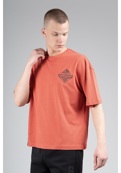 Maraton Sportswear Oversize Erkek Bisiklet Yaka Kısa Kol Basic Kiremit T-shirt 22694-kiremit Kiremit