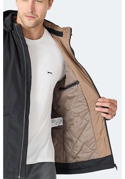 Slazenger Gravel Erkek Kapüşonlu Siyah Mont & Kaban