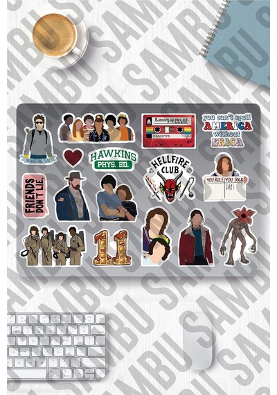 Stranger Things Temalı Sticker Etiket Seti 2 - Laptop Notebook Telefon