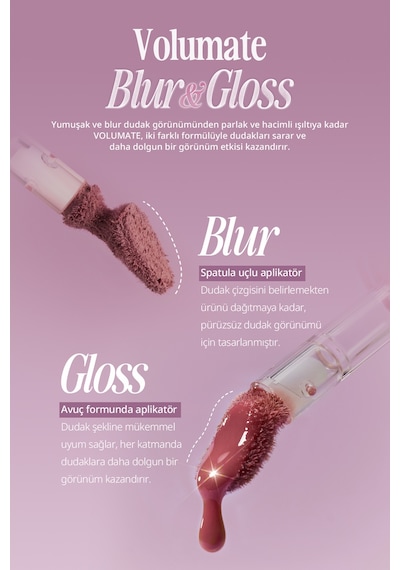 Pigmentli, Parlak Bitişli Dolgunlaştırıcı Lip Gloss Clıo Volumate Gloss 208 Rose Breeze