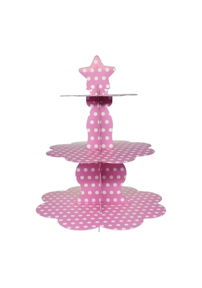 Pembe Puantiyeli Cupcake Standı Pembe