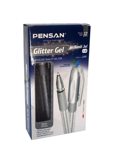 Pensan Glitter Jel - Simli Kalem 1 Mm Gümüş 12li  Kutu