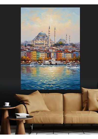 Ahşap Tablo İstanbul Boğazı Ve Camii Manzarası Çocuk Odası Tabloları