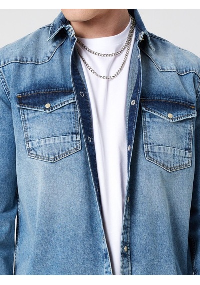LOFT Slim Fit Erkek Gömlek U.kol Lf2032758 Q1.v1 Denim LOFT Slim Fit Erkek Gömlek U.kol Lf2032758 Q1.v1 Denim