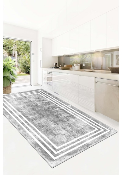 West Home Dijital Baskı Yıkanabilir Kaymaz Taban Leke Tutmaz Gri Mutfak Halısı Salon Halısı Ve Yolluk Wh 413 Grey