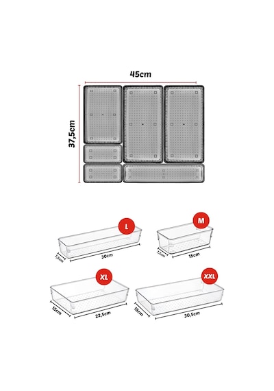 Nandy Home 6 Parça Çekmece İçi Düzenleyici, Organizer Set Gri