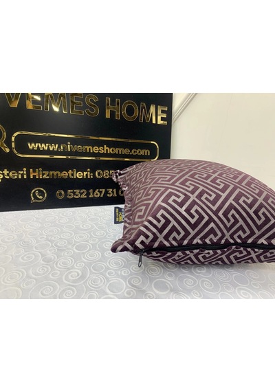 Nivemeshome Monet Zigzag Elyaf Dolgulu Kırlent Mürdüm 45 X 45 Mürdüm