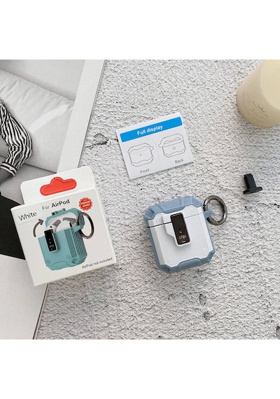 Ariatech Apple Uyumlu AirPods Airbag 35 Darbelere Karşı Dayanıklı Düğmeli Kılıf-mavi Mavi