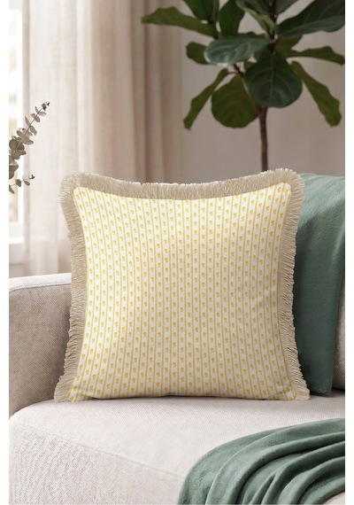 Çiçek Tasarımlı Çizgili Saçaklı Yastık Kılıfı - Narin Floral Sarı Krem Vizon Püsküllü Kırlent Kılıfı Yalın Ufuk Opal Çiçek Tasarımlı Çizgili Saçaklı Yastık Kılıfı - Narin Floral Sarı Krem Vizon Püsküllü Kırlent Kılıfı Yalın Ufuk Opal