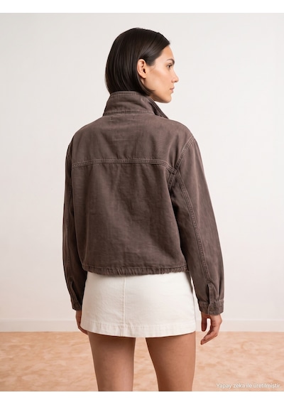 Dilvin 65391 %100 Pamuk Oversize Kot Ceket-kahve