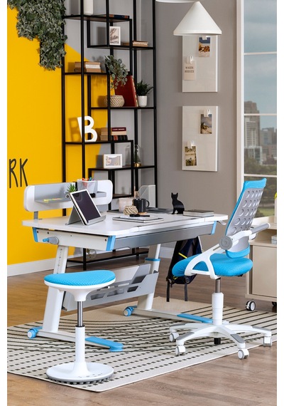 Creo Mobili Yükseklik Ve Eğim Ayarlı, Sirius Premium Plus Bilgisayar, Çalışma Masası Seti Beyaz/mavi Gri Creo Mobili Yükseklik Ve Eğim Ayarlı, Sirius Premium Plus Bilgisayar, Çalışma Masası Seti Beyaz/mavi Gri