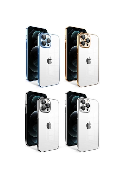 Apple Uyumlu iPhone 12 Pro Max Uyumlu Kamera Korumalı Renkli Çerçeveli Zore Garaj Kapak-gold -