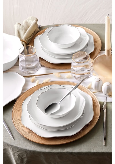 Emsan Fine Bone Lotus Platin 53 Parça Yemek Takımı
