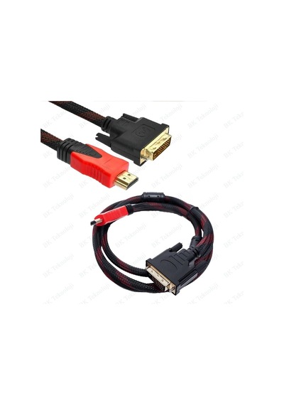 Hdmi To Dvi 24+1 Çevirici Dönüştürücü Monitör Kablosu 1.5 Metre Dual Link Dvı-d 24+1 Konnektörlü Hasır