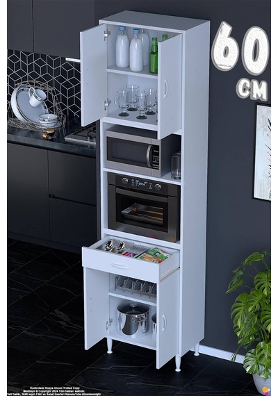 Bengi 60 Cm Organizer Fırın Dolabı - Kahve Makinası Mutfak Robotu Standı Çok Amaçlı 60x226x32 Cm Beyaz Bengi 60 Cm Organizer Fırın Dolabı - Kahve Makinası Mutfak Robotu Standı Çok Amaçlı 60x226x32 Cm Beyaz