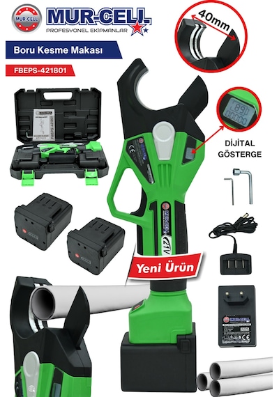 21 V 2 Amper Dijital Göstergeli Şarjlı Boru Kesme Makası 40 Mm Çap